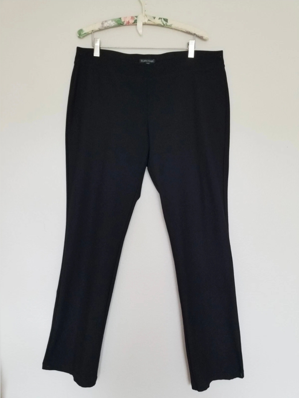 Eileen Fisher Pull On Pant Womens Viscose Nylon Stretch Black 34" W x 31.5" Sz L